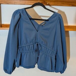 Madewell Blue 3/4 Sleeve Peplum Blouse